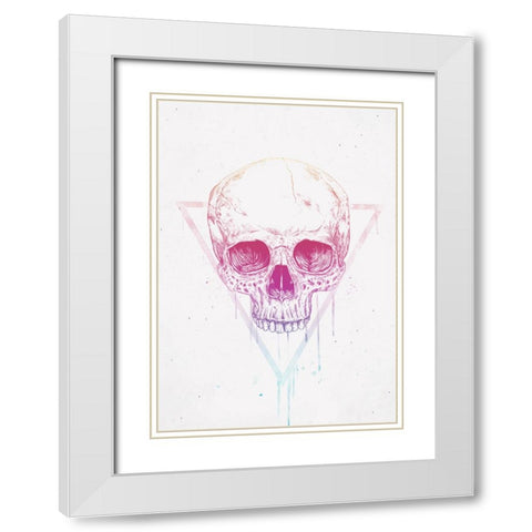 Skull in a triangle White Modern Wood Framed Art Print with Double Matting by Solti, Balazs