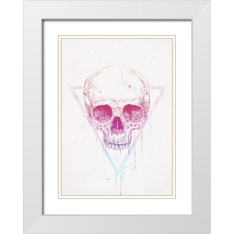 Skull in a triangle White Modern Wood Framed Art Print with Double Matting by Solti, Balazs