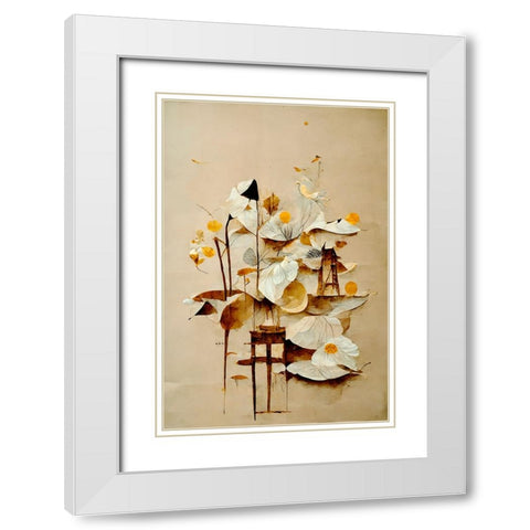 Primula White Modern Wood Framed Art Print with Double Matting by Treechild