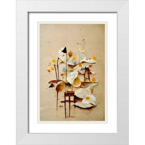 Primula White Modern Wood Framed Art Print with Double Matting by Treechild
