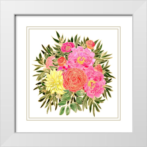 Colorful Nanette floral bouquet White Modern Wood Framed Art Print with Double Matting by Laiz Blursbyai, Rosana