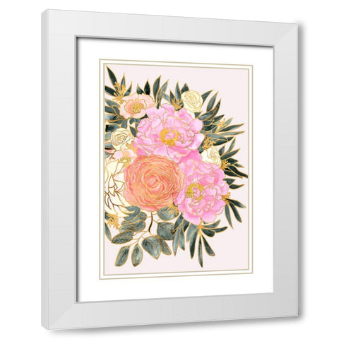 Nanette floral art in pastels White Modern Wood Framed Art Print with Double Matting by Laiz Blursbyai, Rosana