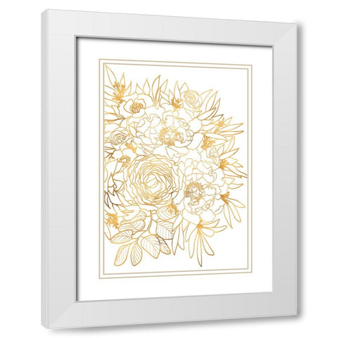 Nanette floral art in gold White Modern Wood Framed Art Print with Double Matting by Laiz Blursbyai, Rosana