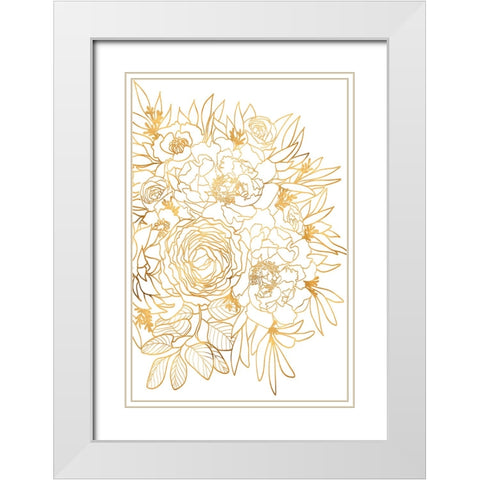 Nanette floral art in gold White Modern Wood Framed Art Print with Double Matting by Laiz Blursbyai, Rosana