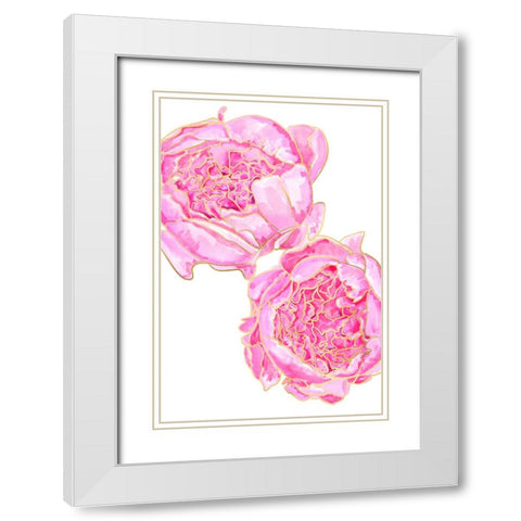 Sallys peonies White Modern Wood Framed Art Print with Double Matting by Laiz Blursbyai, Rosana