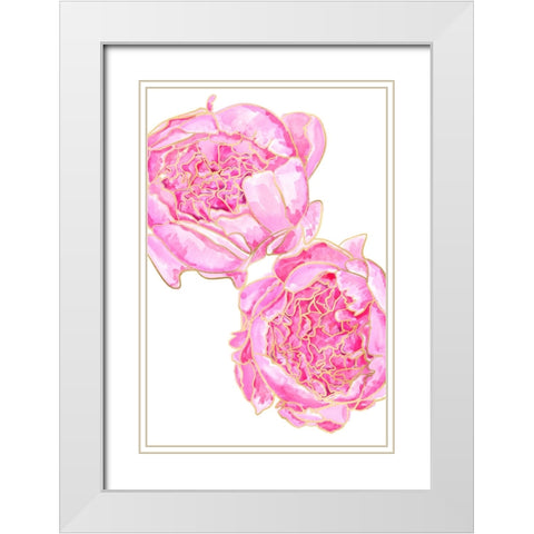 Sallys peonies White Modern Wood Framed Art Print with Double Matting by Laiz Blursbyai, Rosana