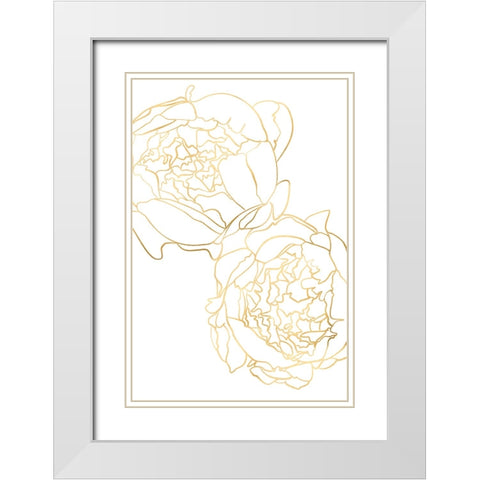 Sallys peonies in gold White Modern Wood Framed Art Print with Double Matting by Laiz Blursbyai, Rosana