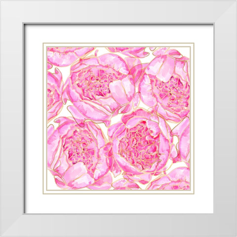 Sallys peonies pattern White Modern Wood Framed Art Print with Double Matting by Laiz Blursbyai, Rosana