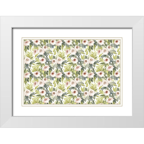Ananada watercolor botanical pattern White Modern Wood Framed Art Print with Double Matting by Laiz Blursbyai, Rosana