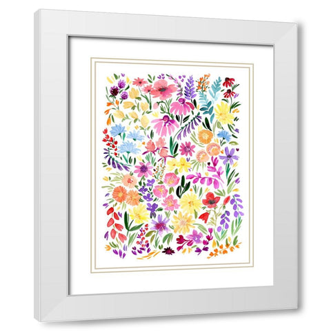 Wildflower meadow White Modern Wood Framed Art Print with Double Matting by Laiz Blursbyai, Rosana