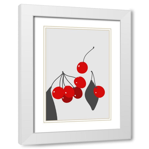 Cherries White Modern Wood Framed Art Print with Double Matting by Laiz Blursbyai, Rosana