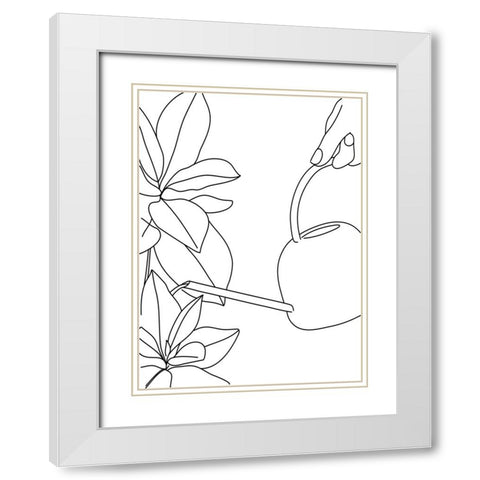 The watering can White Modern Wood Framed Art Print with Double Matting by Laiz Blursbyai, Rosana