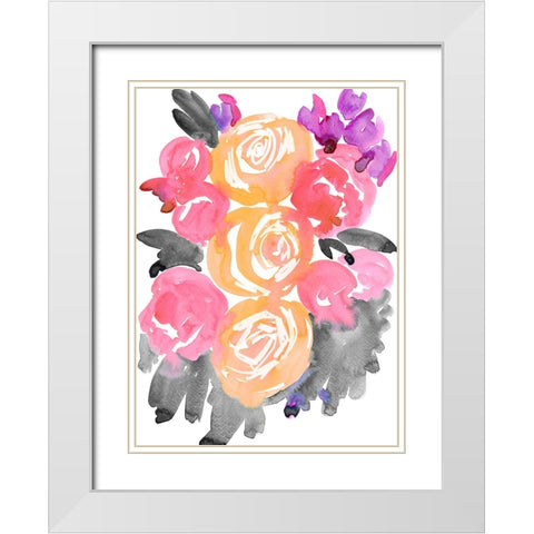 Olympe florals I White Modern Wood Framed Art Print with Double Matting by Laiz Blursbyai, Rosana