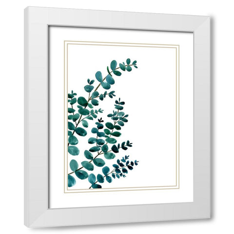 Teal watercolor eucalyptus II White Modern Wood Framed Art Print with Double Matting by Laiz Blursbyai, Rosana