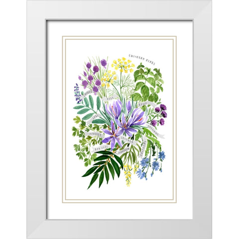 Culinary herbs White Modern Wood Framed Art Print with Double Matting by Laiz Blursbyai, Rosana