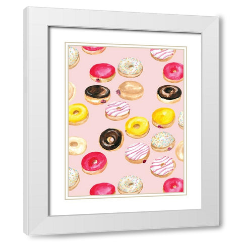 Donuts White Modern Wood Framed Art Print with Double Matting by Laiz Blursbyai, Rosana