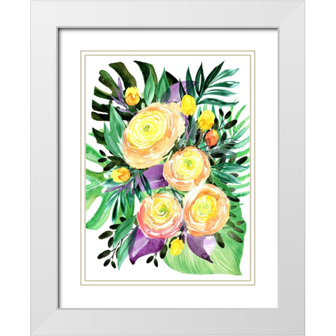 Lola tropical bouquet White Modern Wood Framed Art Print with Double Matting by Laiz Blursbyai, Rosana