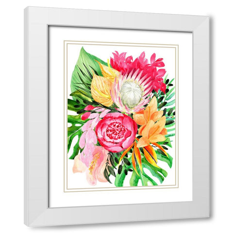 Celia tropical bouquet White Modern Wood Framed Art Print with Double Matting by Laiz Blursbyai, Rosana
