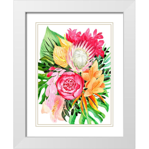 Celia tropical bouquet White Modern Wood Framed Art Print with Double Matting by Laiz Blursbyai, Rosana