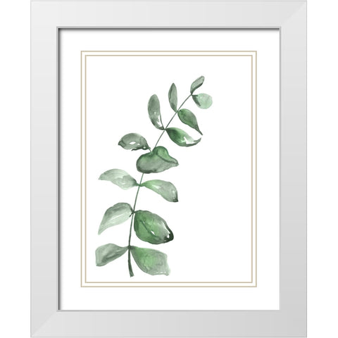 Watercolor greenery branch White Modern Wood Framed Art Print with Double Matting by Laiz Blursbyai, Rosana