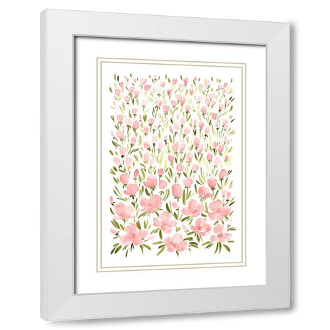 Field of pink flowers White Modern Wood Framed Art Print with Double Matting by Laiz Blursbyai, Rosana