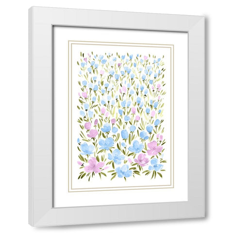 Field of purple and blue flowers White Modern Wood Framed Art Print with Double Matting by Laiz Blursbyai, Rosana