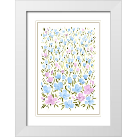 Field of purple and blue flowers White Modern Wood Framed Art Print with Double Matting by Laiz Blursbyai, Rosana