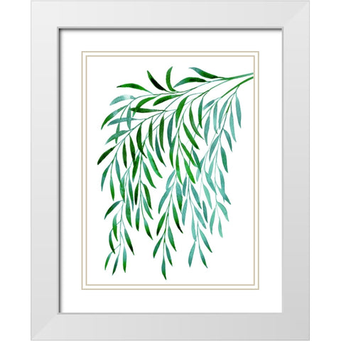 Cascading watercolor eucalyptus White Modern Wood Framed Art Print with Double Matting by Laiz Blursbyai, Rosana