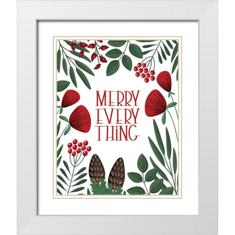 Merry everything White Modern Wood Framed Art Print with Double Matting by Laiz Blursbyai, Rosana