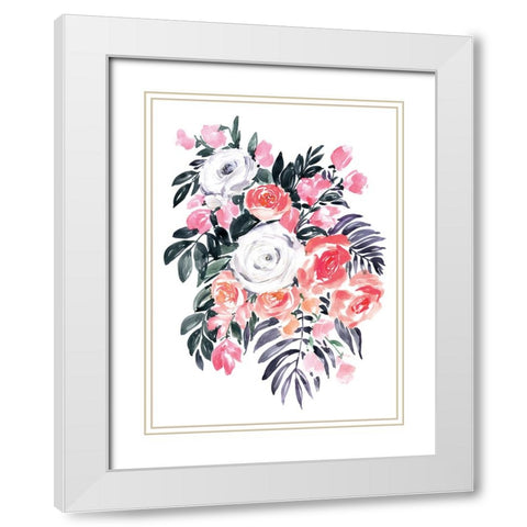 Harriet bouquet in raspberry pink White Modern Wood Framed Art Print with Double Matting by Laiz Blursbyai, Rosana