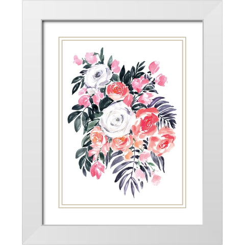 Harriet bouquet in raspberry pink White Modern Wood Framed Art Print with Double Matting by Laiz Blursbyai, Rosana