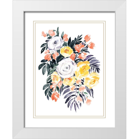 Harriet bouquet in coral White Modern Wood Framed Art Print with Double Matting by Laiz Blursbyai, Rosana