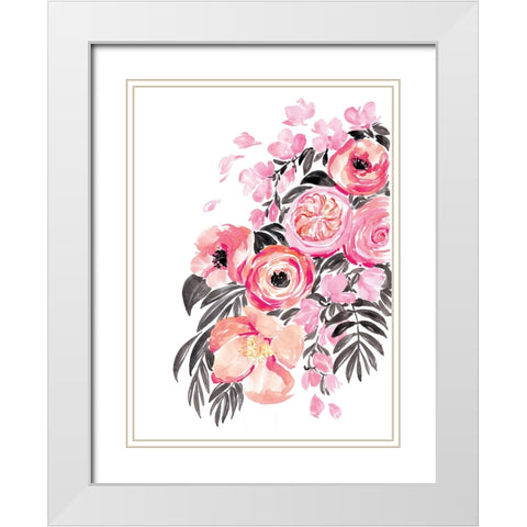 Danette bouquet in pink White Modern Wood Framed Art Print with Double Matting by Laiz Blursbyai, Rosana