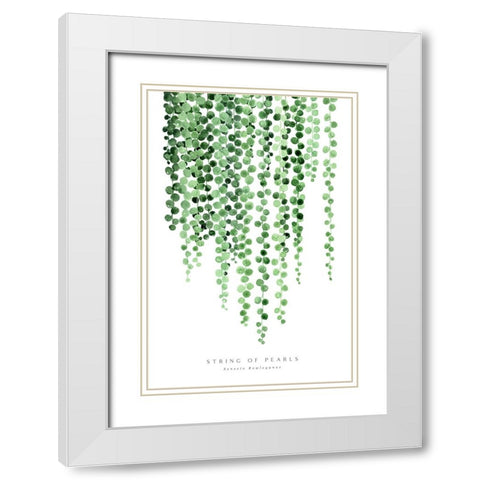 Watercolor string of pearls White Modern Wood Framed Art Print with Double Matting by Laiz Blursbyai, Rosana