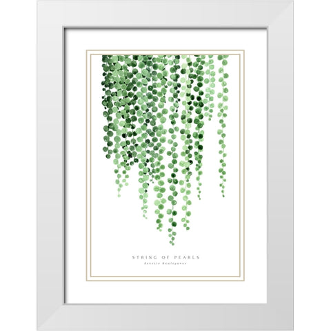 Watercolor string of pearls White Modern Wood Framed Art Print with Double Matting by Laiz Blursbyai, Rosana