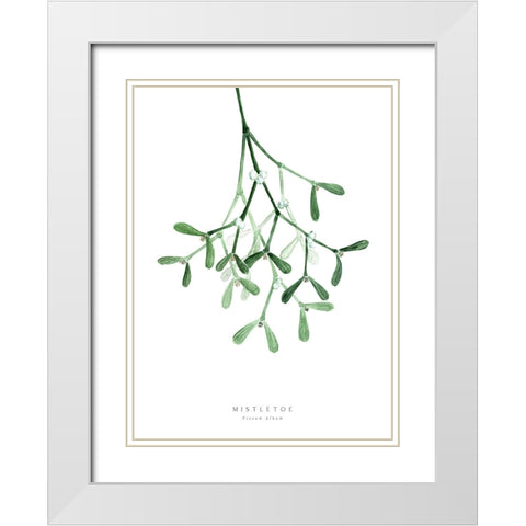 Watercolor mistletoe White Modern Wood Framed Art Print with Double Matting by Laiz Blursbyai, Rosana