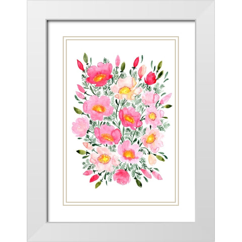 Winterlynn bouquet in pink White Modern Wood Framed Art Print with Double Matting by Laiz Blursbyai, Rosana