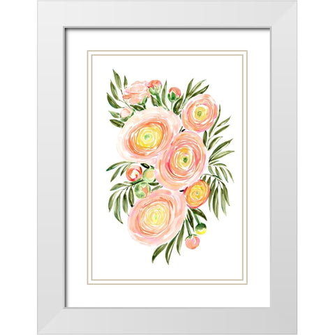 Savanna bouquet of coral ranunculus White Modern Wood Framed Art Print with Double Matting by Laiz Blursbyai, Rosana