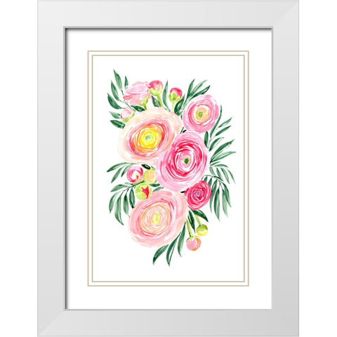Savanna pink ranunculus bouquet White Modern Wood Framed Art Print with Double Matting by Laiz Blursbyai, Rosana