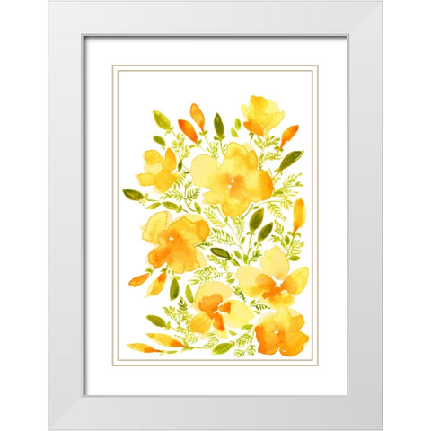 Watercolor California poppies quad 1 White Modern Wood Framed Art Print with Double Matting by Laiz Blursbyai, Rosana
