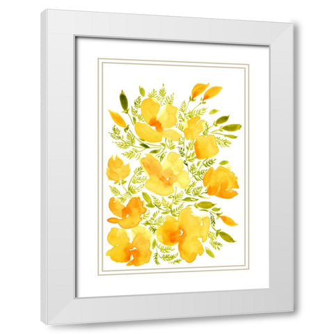 Watercolor California poppies quad 2 White Modern Wood Framed Art Print with Double Matting by Laiz Blursbyai, Rosana