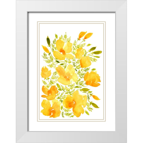Watercolor California poppies quad 2 White Modern Wood Framed Art Print with Double Matting by Laiz Blursbyai, Rosana