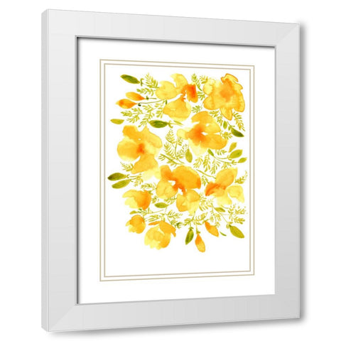Watercolor California poppies quad 3 White Modern Wood Framed Art Print with Double Matting by Laiz Blursbyai, Rosana