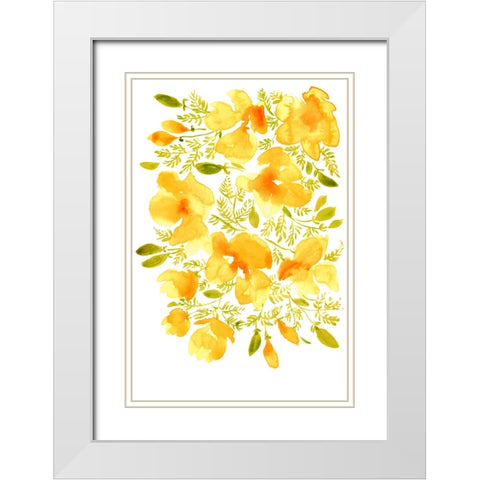 Watercolor California poppies quad 3 White Modern Wood Framed Art Print with Double Matting by Laiz Blursbyai, Rosana