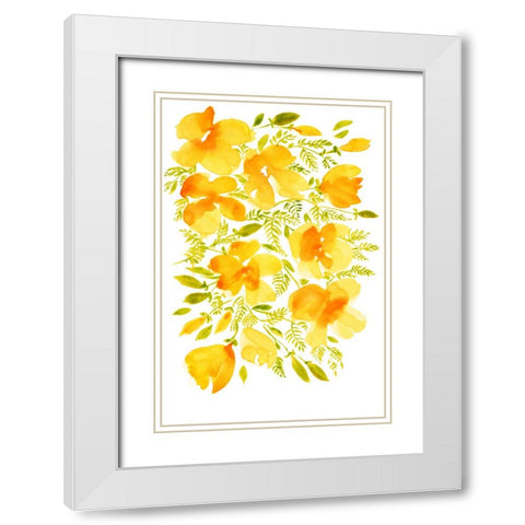 Watercolor California poppies quad 4 White Modern Wood Framed Art Print with Double Matting by Laiz Blursbyai, Rosana