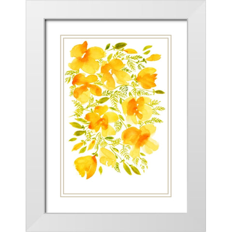 Watercolor California poppies quad 4 White Modern Wood Framed Art Print with Double Matting by Laiz Blursbyai, Rosana