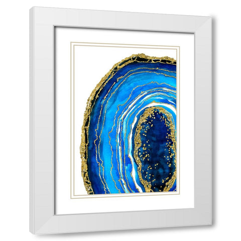 Cobalt blue geode White Modern Wood Framed Art Print with Double Matting by Blursbyai, Rosana Laiz