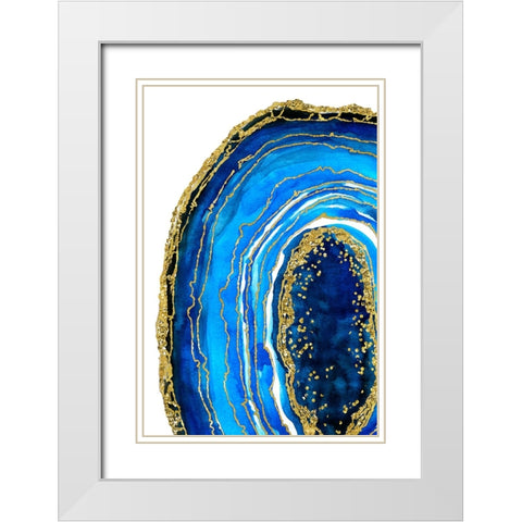 Cobalt blue geode White Modern Wood Framed Art Print with Double Matting by Blursbyai, Rosana Laiz