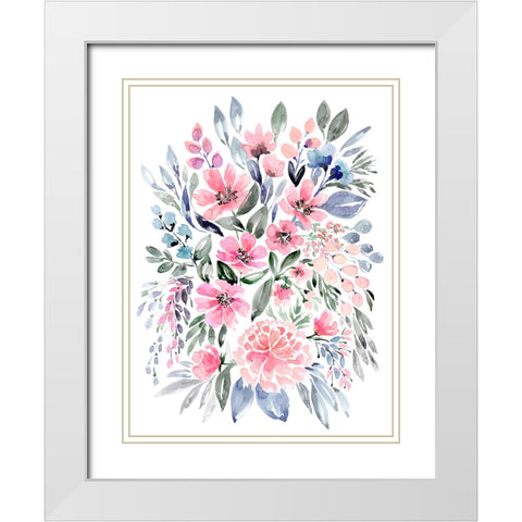 Clara watercolor bouquet White Modern Wood Framed Art Print with Double Matting by Laiz Blursbyai, Rosana