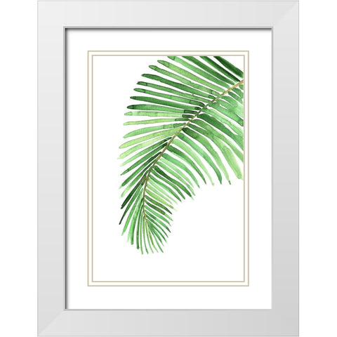 Palm leaf in loose watercolor White Modern Wood Framed Art Print with Double Matting by Laiz Blursbyai, Rosana